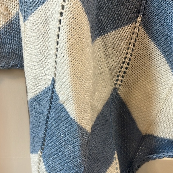 Poof Boutique Pointelle Knit Chevron Open Front Waterfall Cardigan - Size Large - Picture 5 of 12